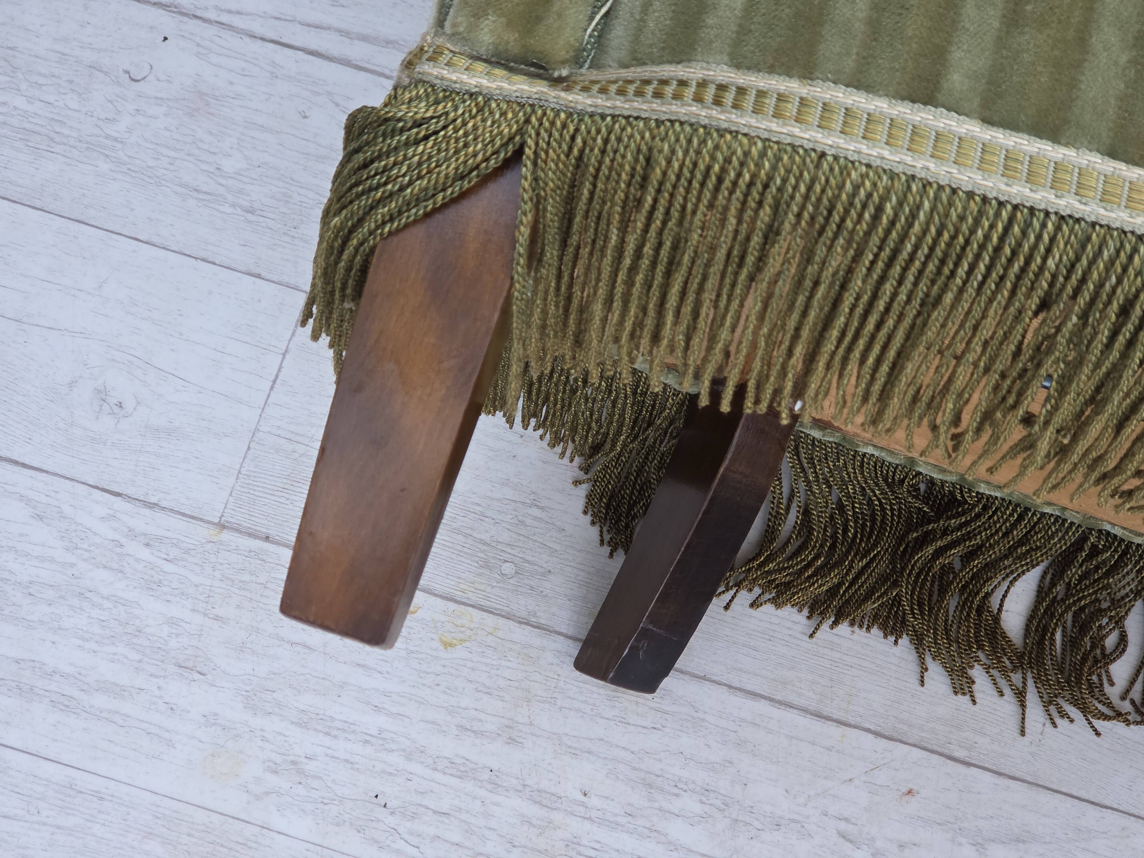 1960s, Danish 2-seater sofa, original furniture velour, beech wood.