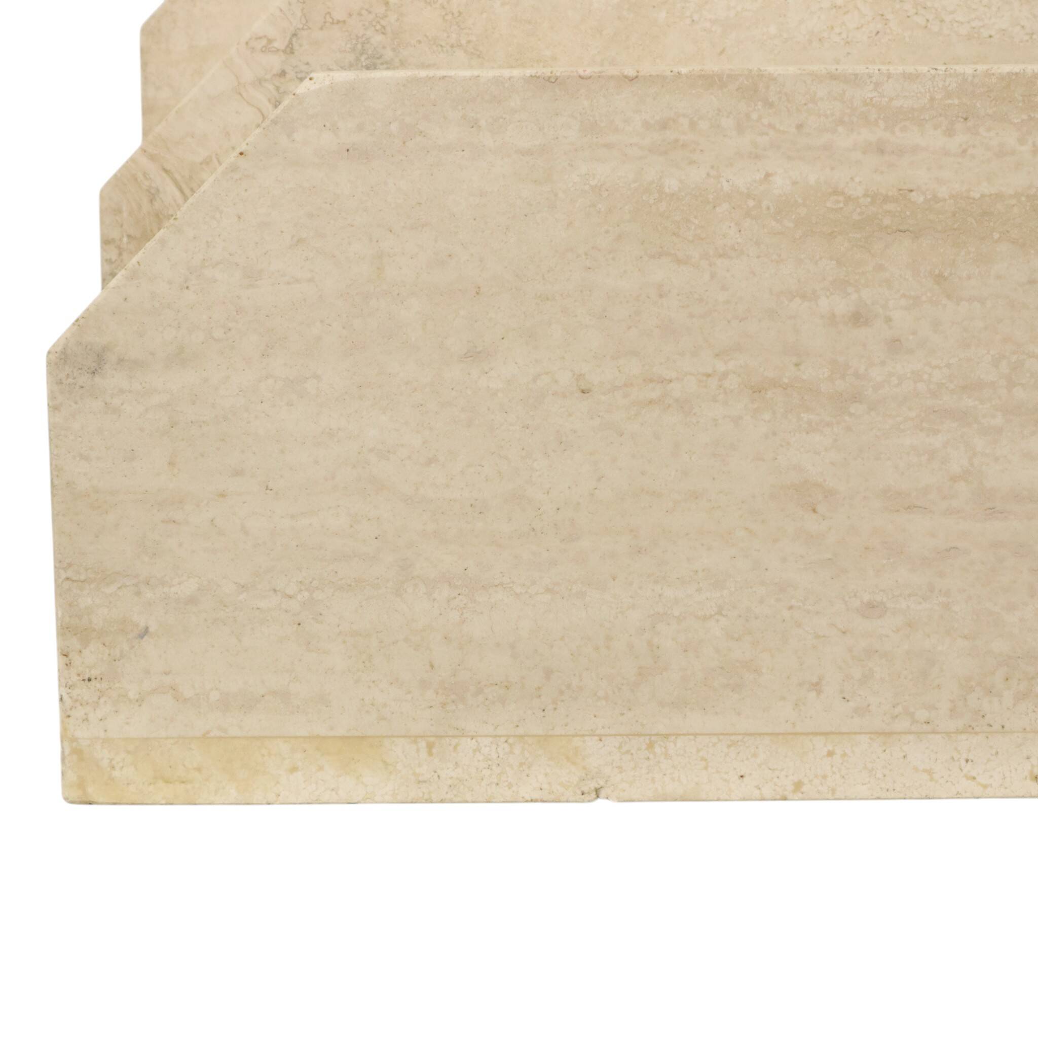 Vintage Travertine Natural Stone Magazine Rack – 1970s