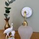 Vintage tulip angled wall light in white granite glass