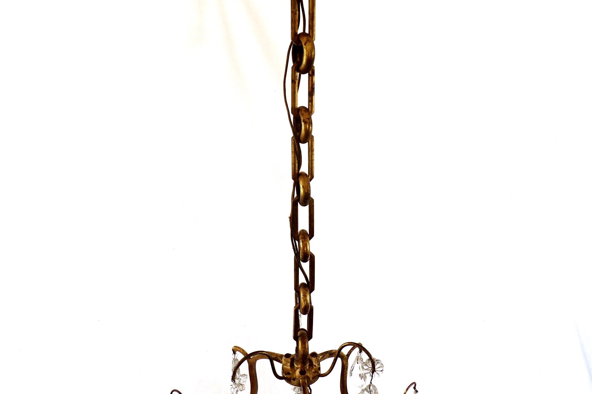 Vintage chandelier with shabby chic grapevines, bronze frame