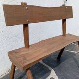 Small brutalist children's bench in elm and oak