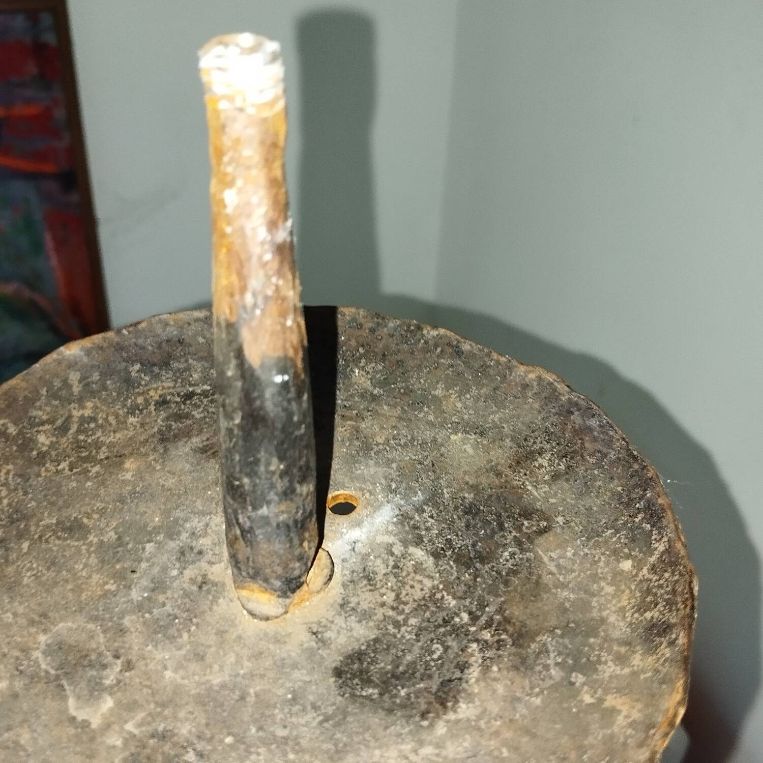 Wrought iron candle stick, 17th century