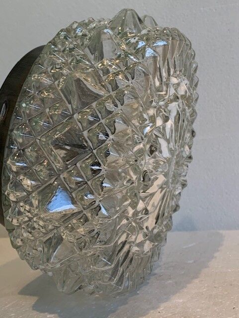 Ceiling lamp window in chiseled glass diamond tip of the 60s-70s
