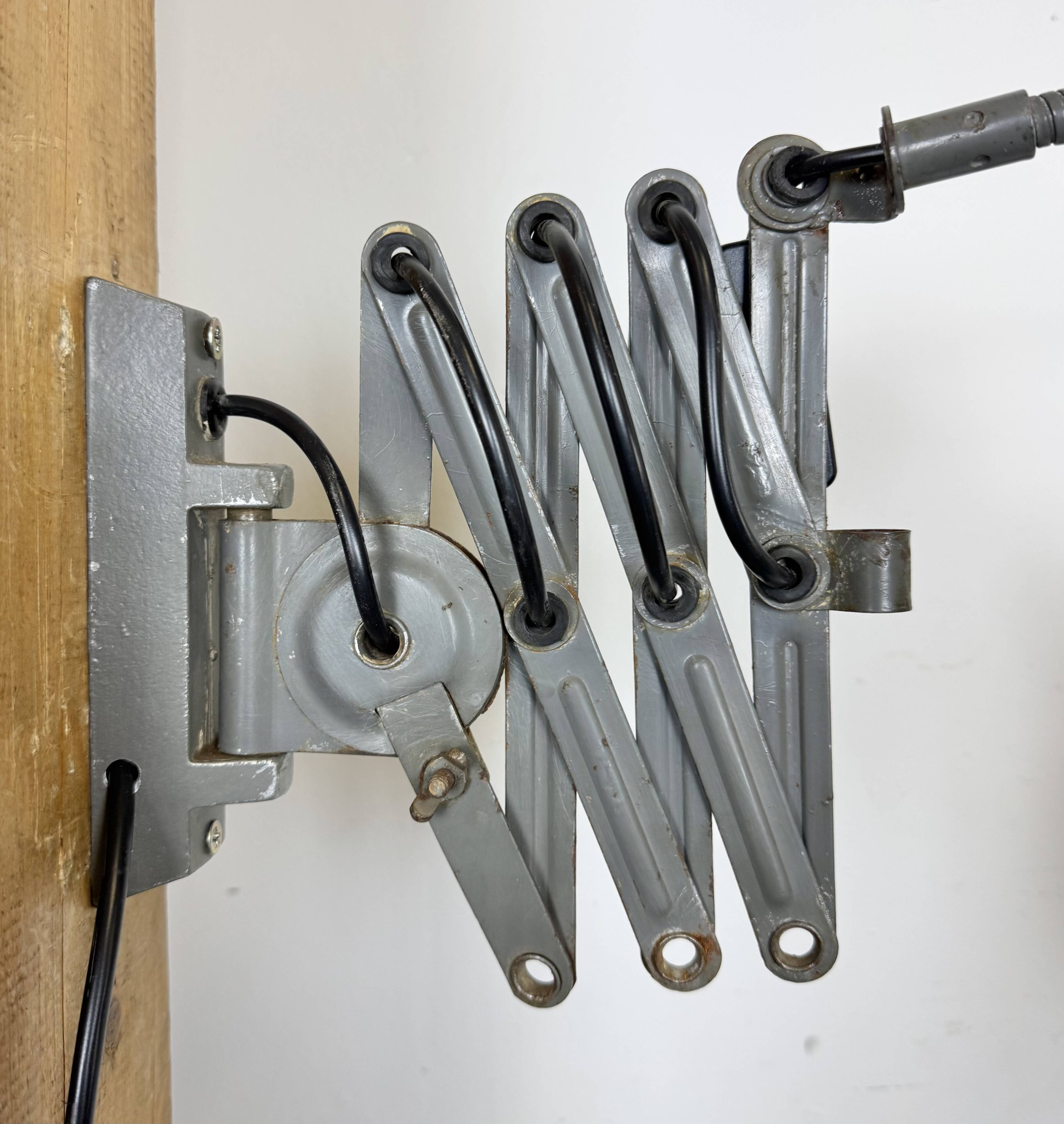 Grey Industrial Scissor Wall Lamp from Elektroinstala, 1960s