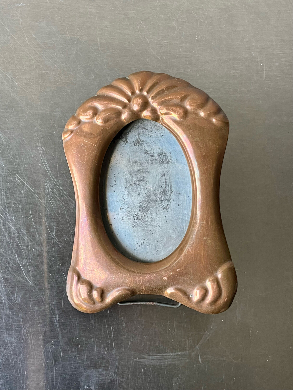 Antique art nouveau copper metal photo frame  hammered copper  frame measurements 12 cm x 9 cm