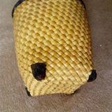 set of 3 nesting baskets in woven bamboo and leather