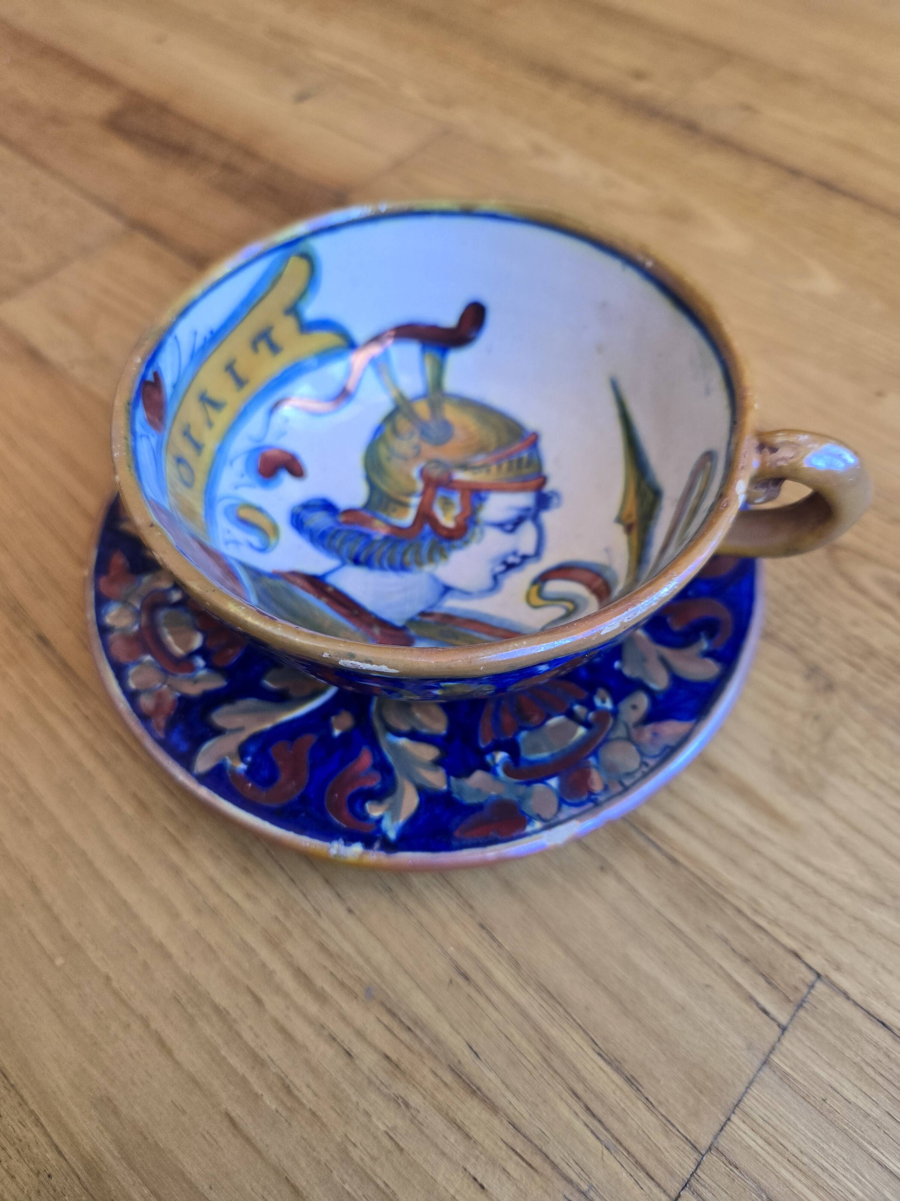 Tea or coffee cup and saucer by Alfredo Santarelli and Gualdo Tadino