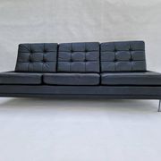 3-seater sofa, vintage, chrome, black leather, Denmark, 1960s