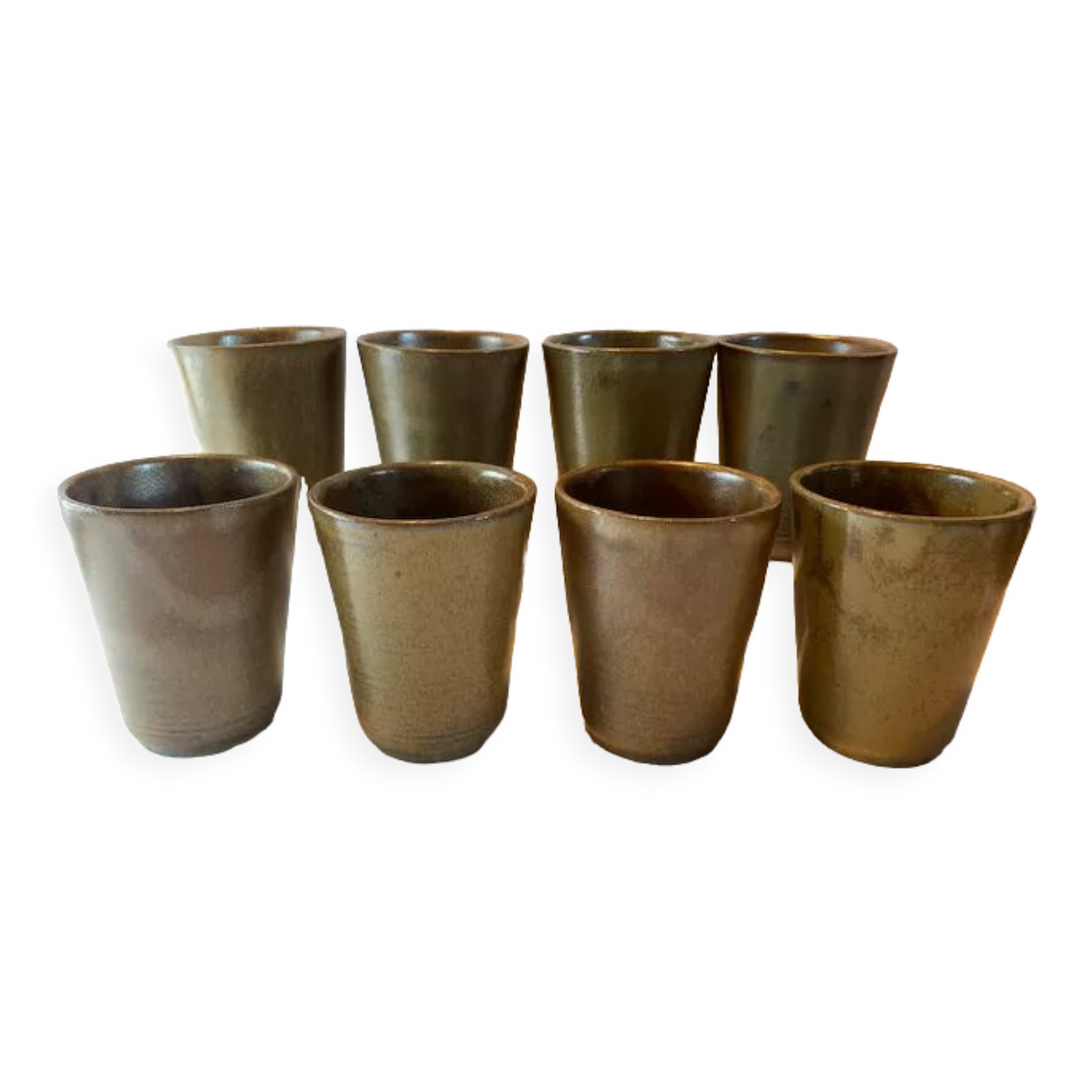 Set of 8 vintage Digoin stoneware tumbler glasses