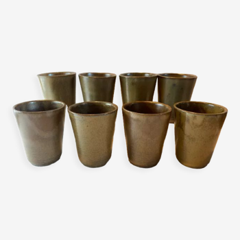 Set of 8 Digoin vintage stoneware cup glasses