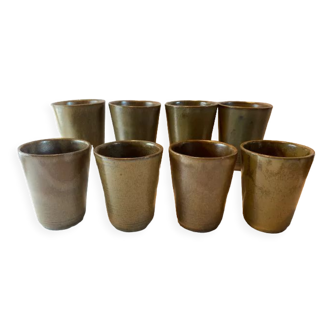 Set of 8 Digoin vintage stoneware cup glasses
