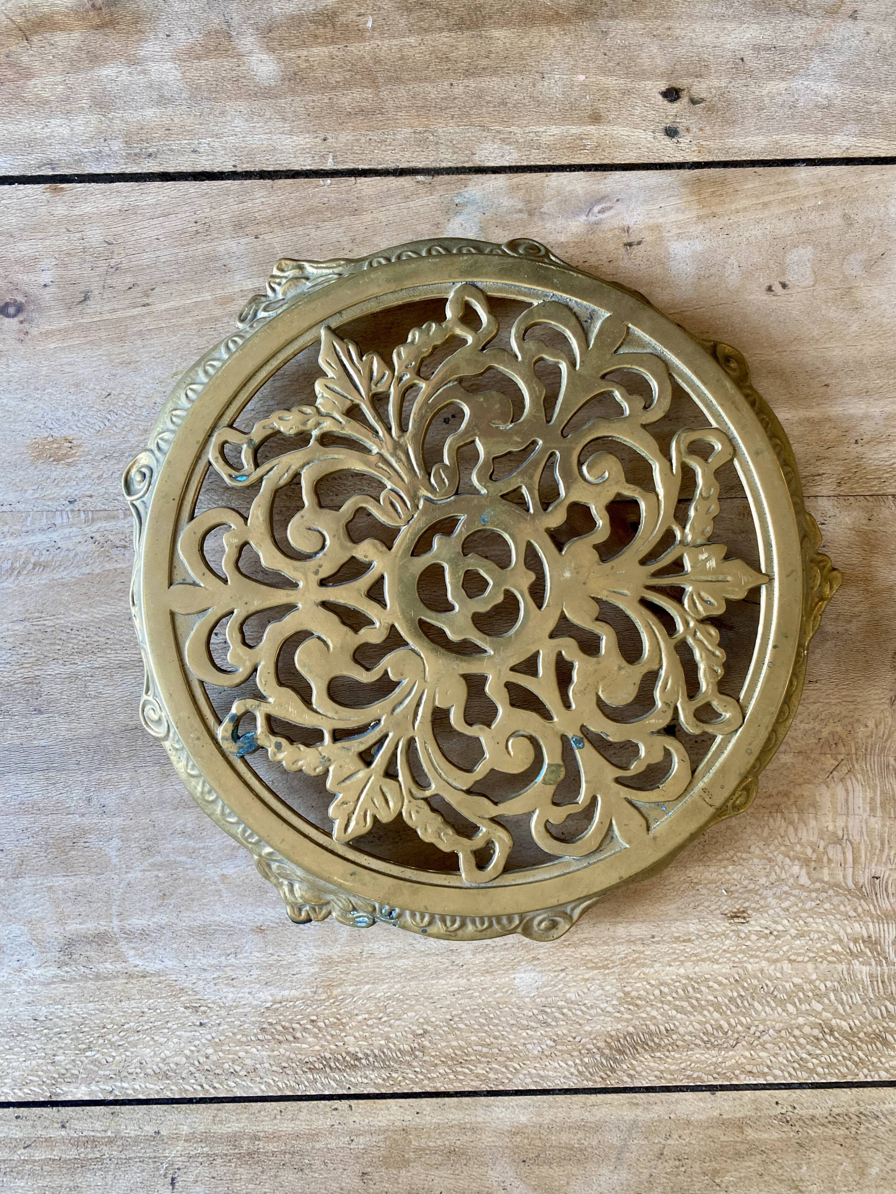 Vintage gilded brass trivet