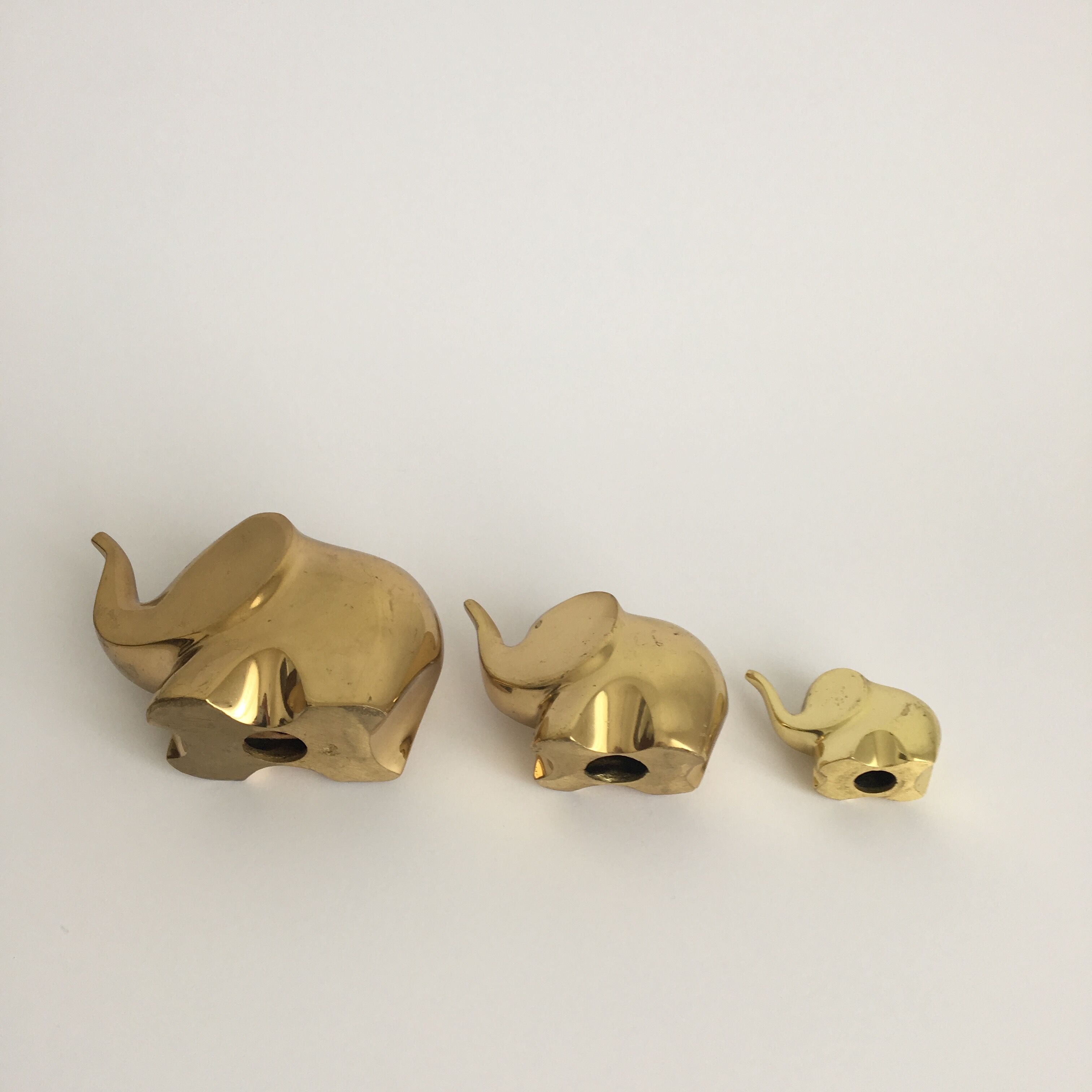 Set of 3 Brass Elephants Figur