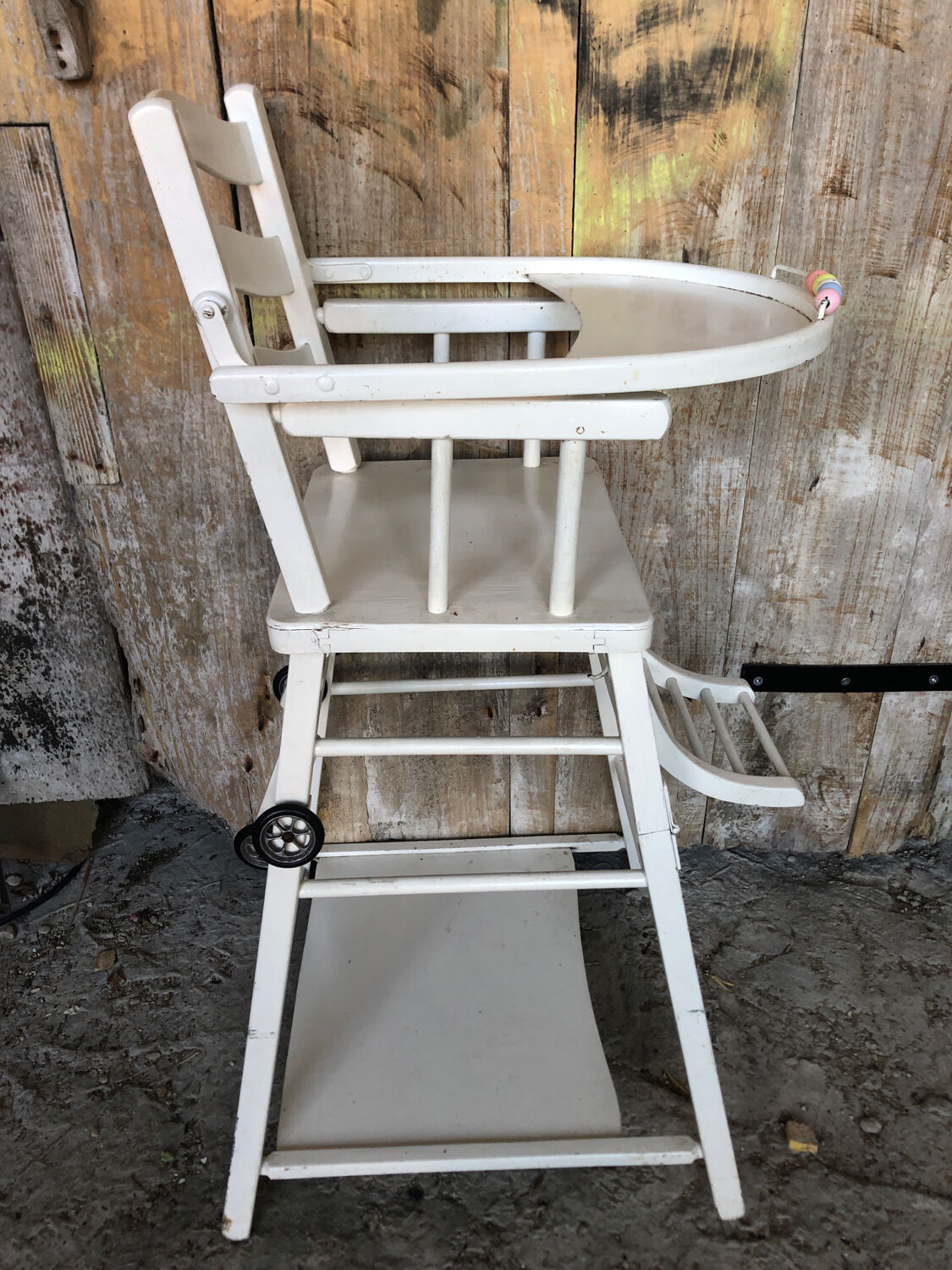 High chair bebe baumann vintage white wood