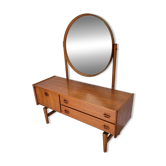 Hairdresser round mirror Scandinavian vintage style 60s 70s mid-century teak