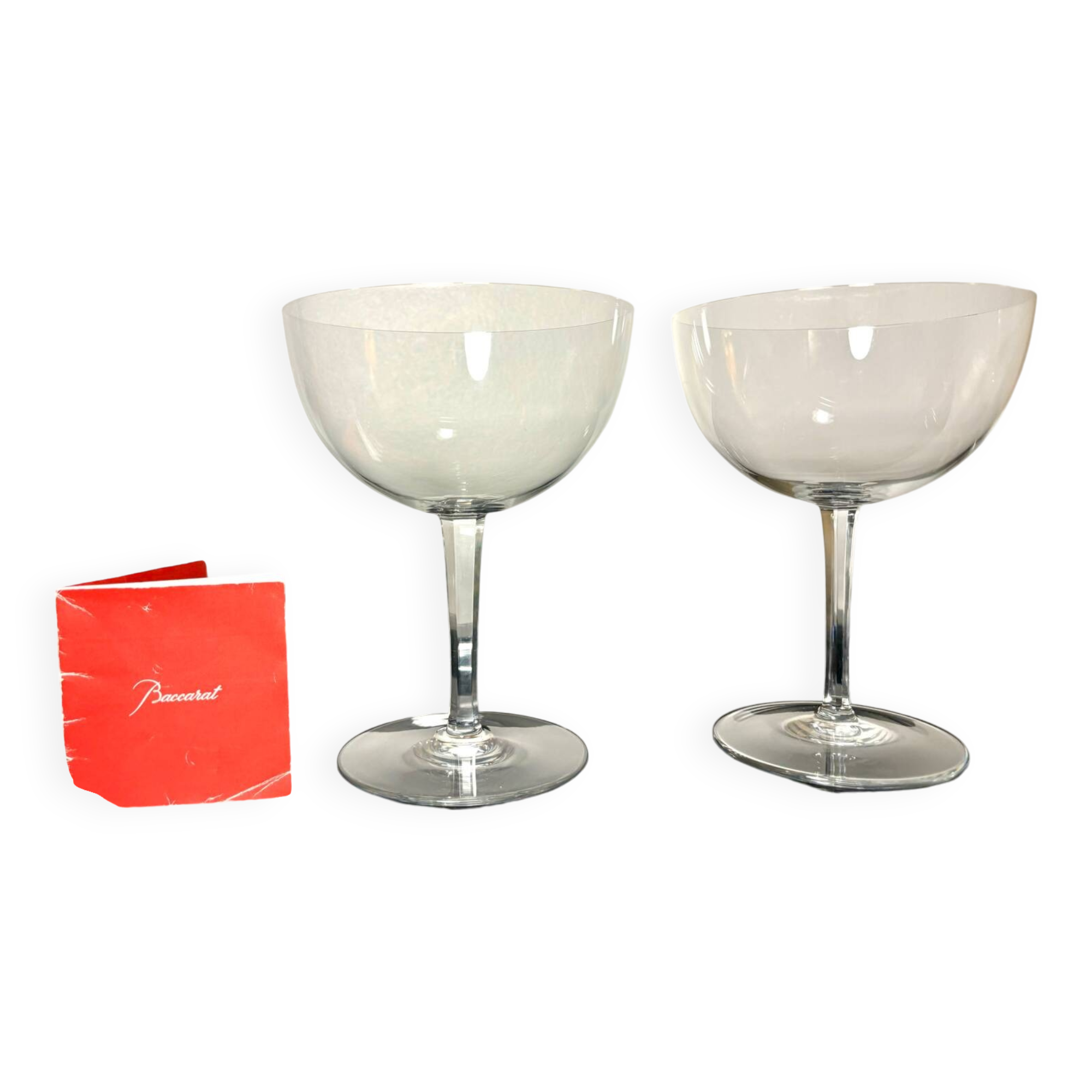 Two giant champagne tasting glasses Baccarat