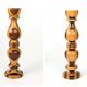 Set of 3 vintage candlesticks | Turned wood | Midcentury