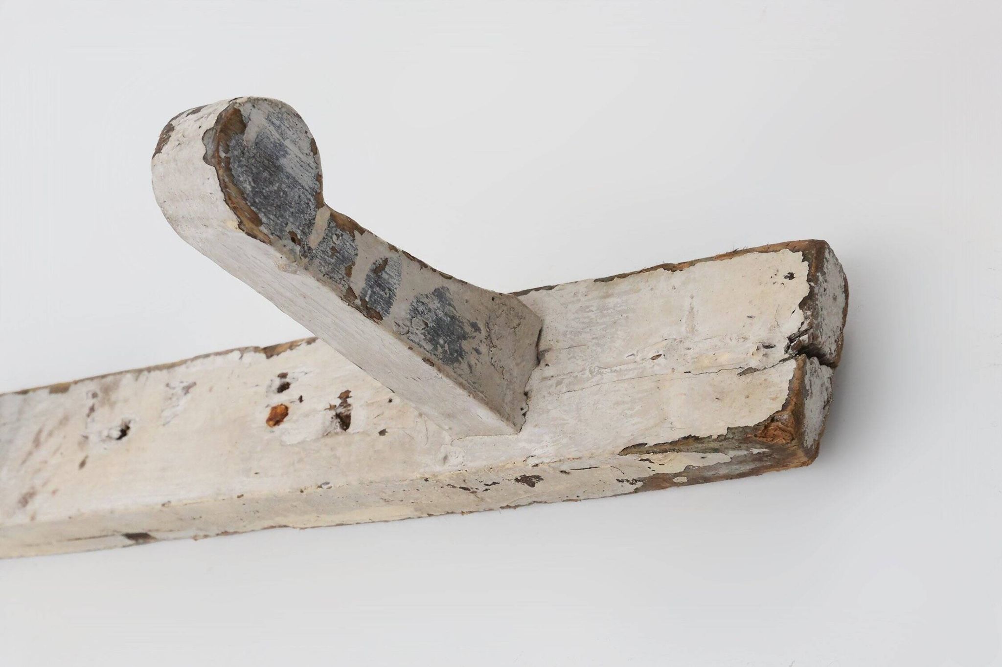 Industrial White Wall Mounted Coat Rack in Wood, Belgium, 1920s