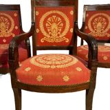 Pair of Empire Period Mahogany Armchairs and Bergère