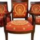 Pair of Empire Period Mahogany Armchairs and Bergère