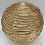 Set of 3 globe wall lights in glass and gold metal