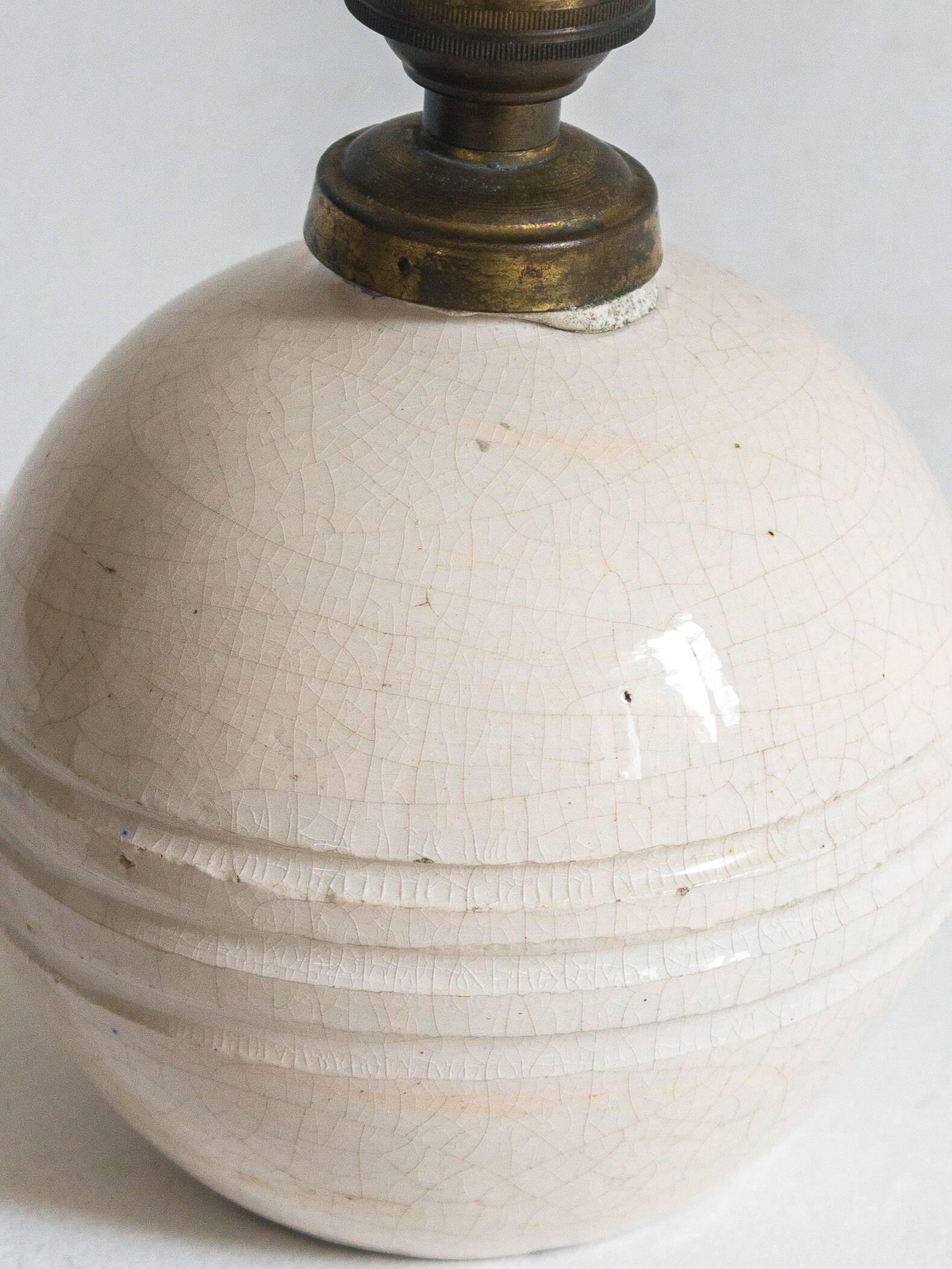 White crackled ceramic lamp base, 1930s