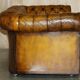 Vintage Chesterfield leather sofa bed, fully restored, circa 1940.