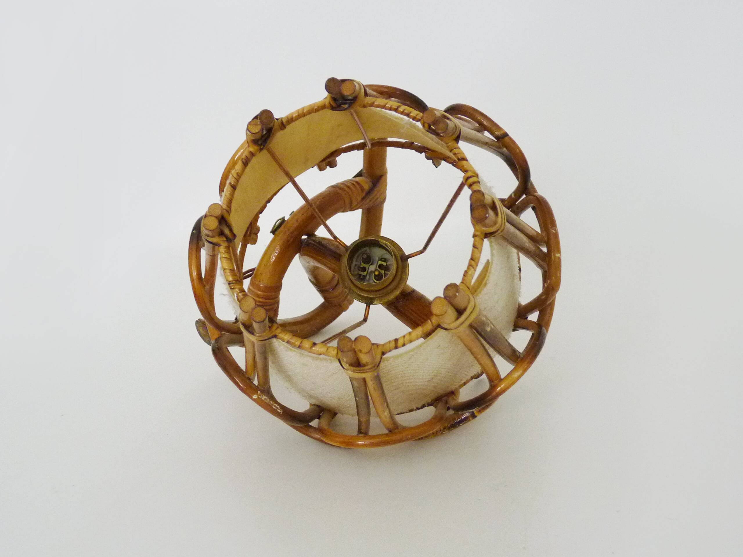 Louis Sognot rattan and bamboo wall light. 1950s