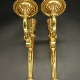 Pair of large Louis XVI style quiver sconces from Lucien GAU - gilded bronze