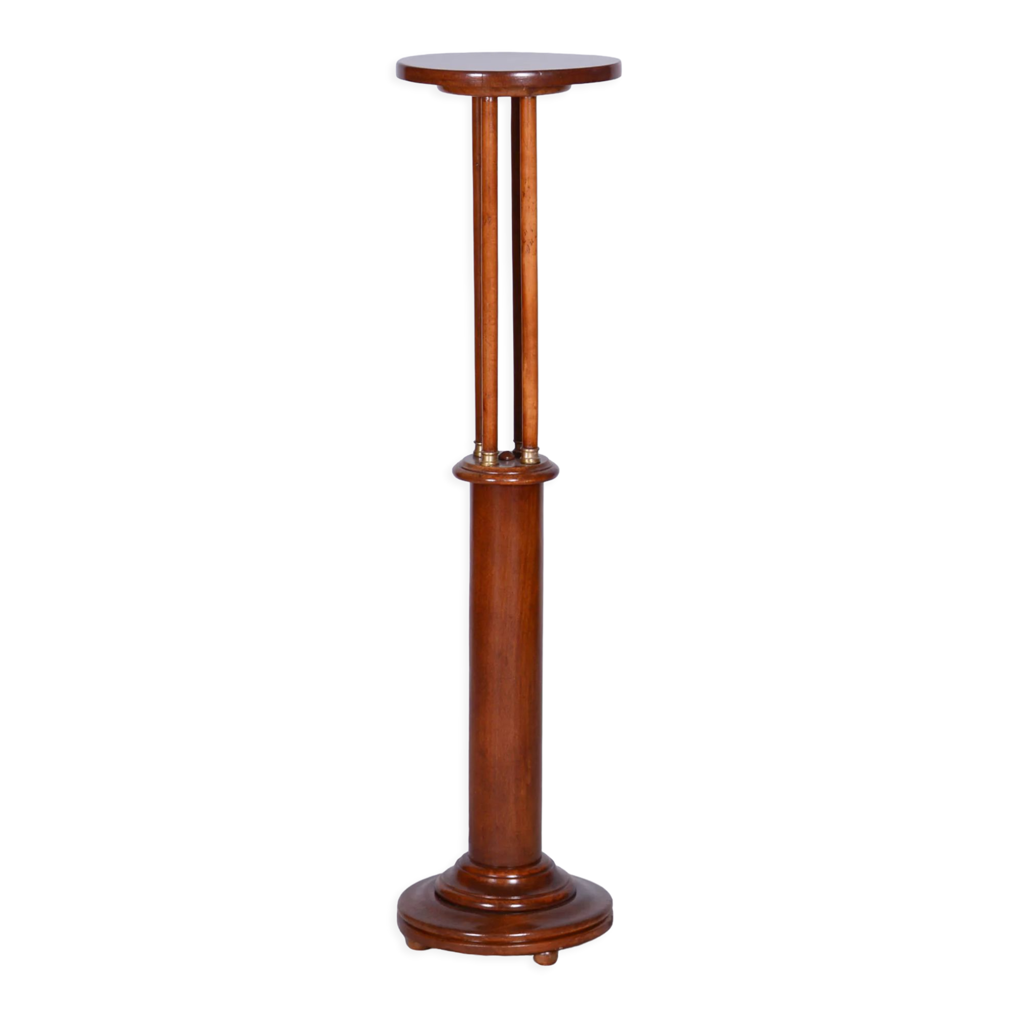 Restored art deco pedestal, beech, walnut, 1920s, czechia