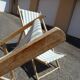 Pair of sun loungers with vintage blue blue stripes