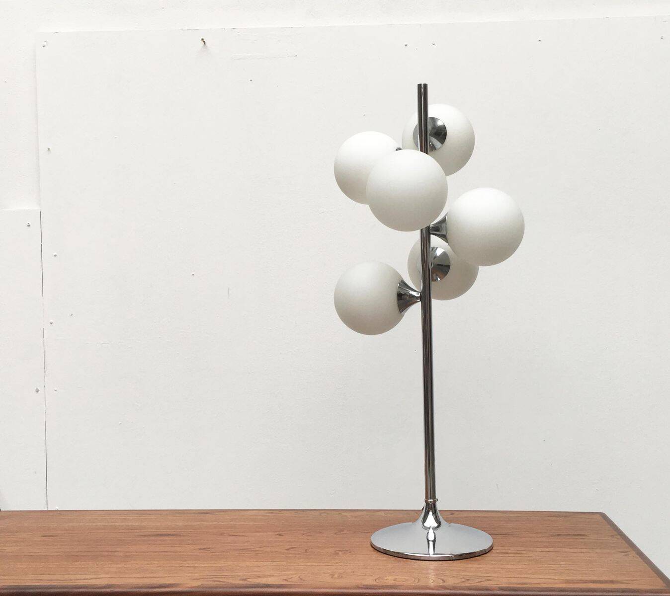 Vintage space table lamp, glass and metal, 1970s