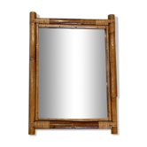 Miroir en bambou et rotin vintage 51x37cm