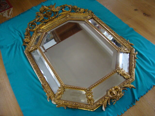 Miroir à pareclose doré fin XIX ème 130cmx85cm