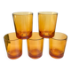 Lot de 5 grands verres à eau ambrés années 70