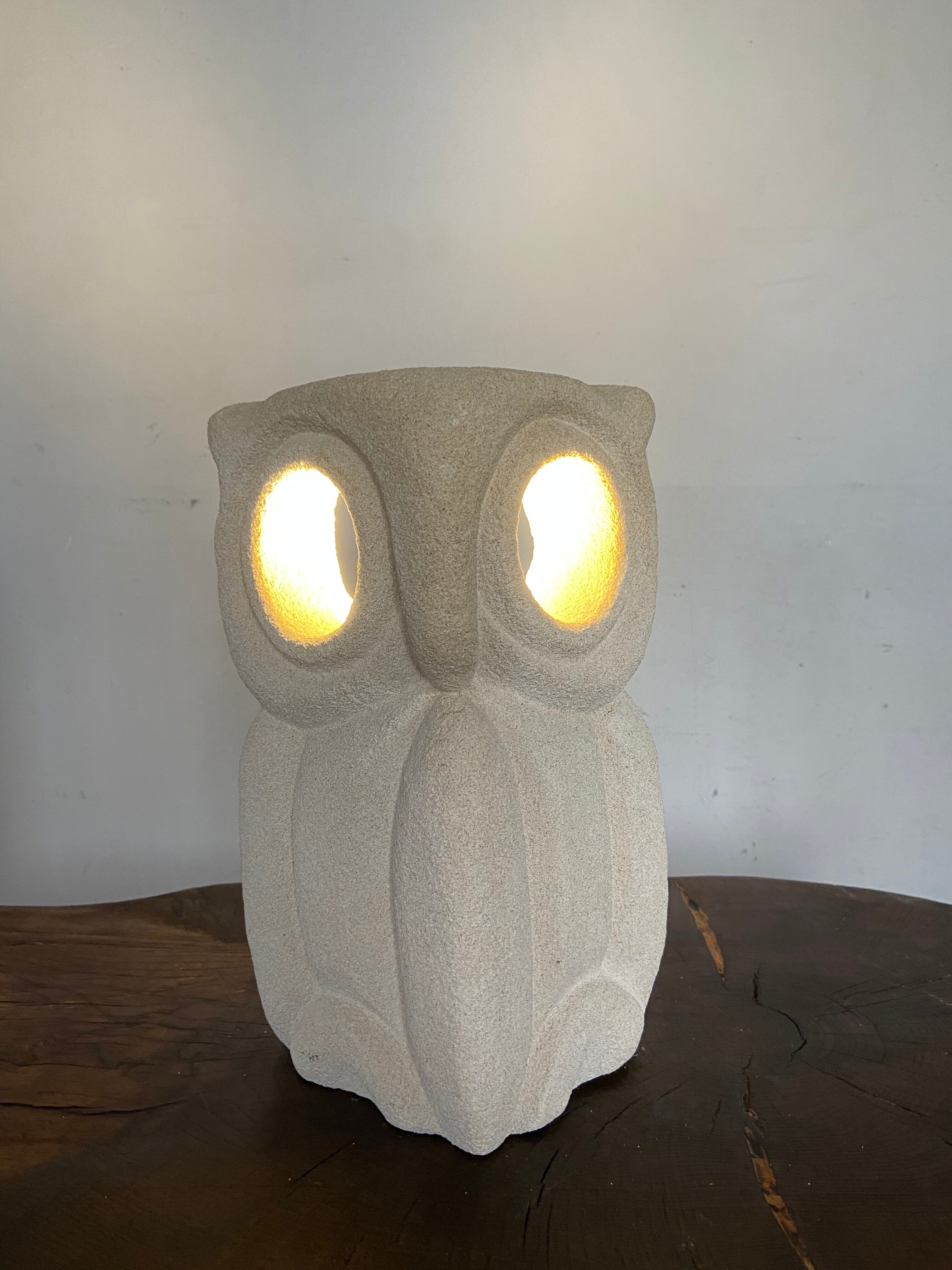 Owl lamp Albert Tormos in Gard stone 60s