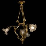 Art nouveau bronze chandelier, 1900s