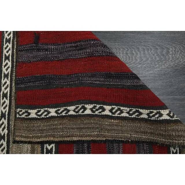 1970s Vintage Turkish Oushak Handmade Wool Cotton Red Runner Rug 125x205