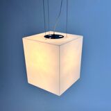 White plastic design cube pendant by Delta light Belgium, 1990s