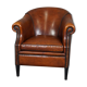 Leather club chair with black piping
