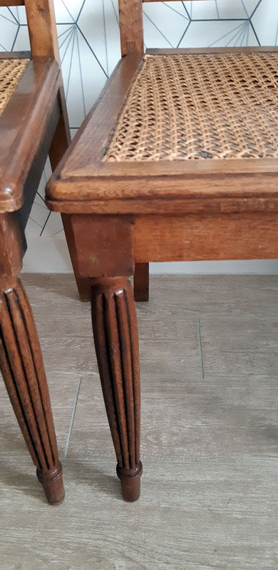 Set of 2 vintage art deco cans chairs.