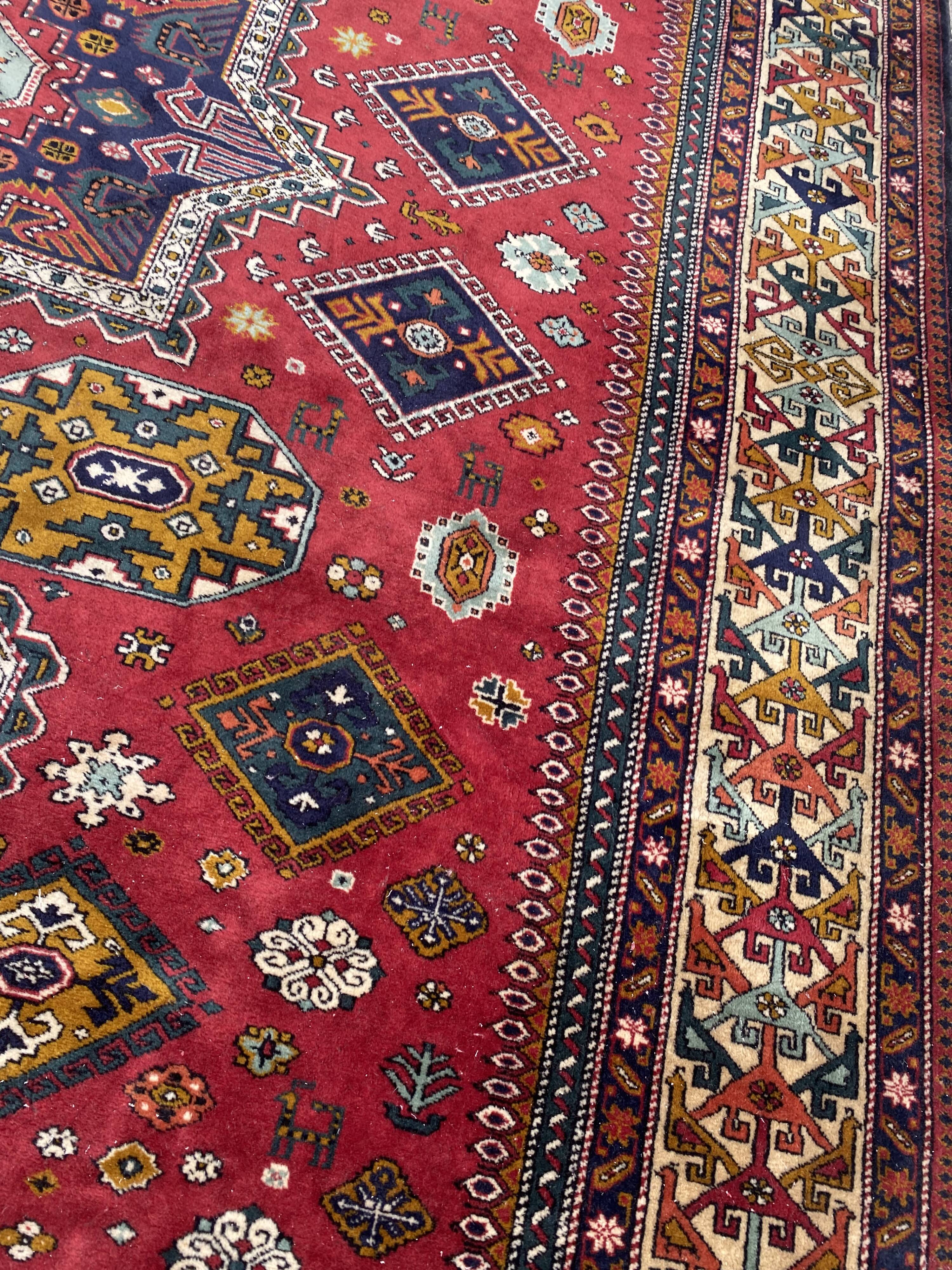 Nice large vintage carpet chirwan Azerbaijan handmade 234x310 cm