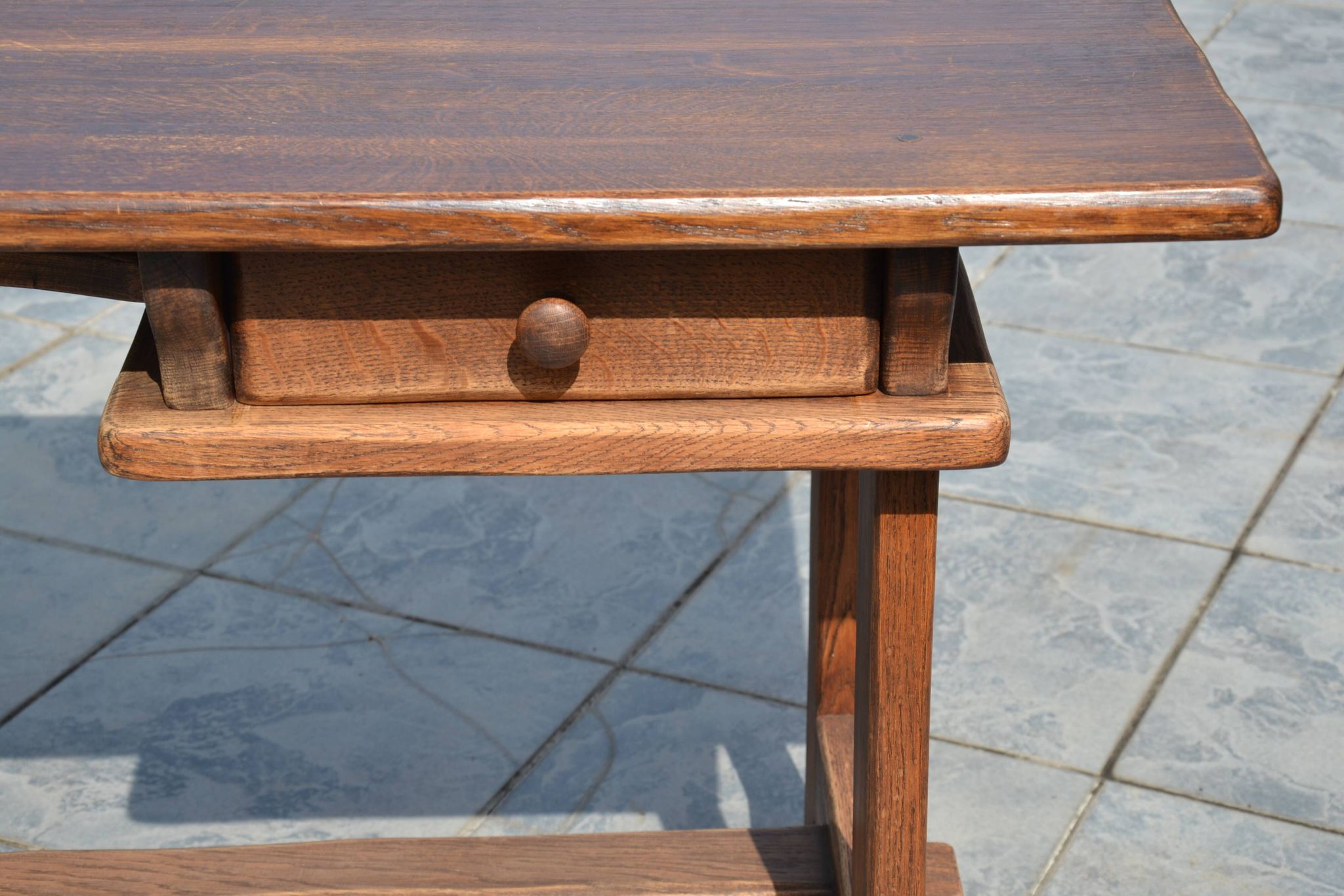 "Brutalist" farmhouse desk/table in solid oak