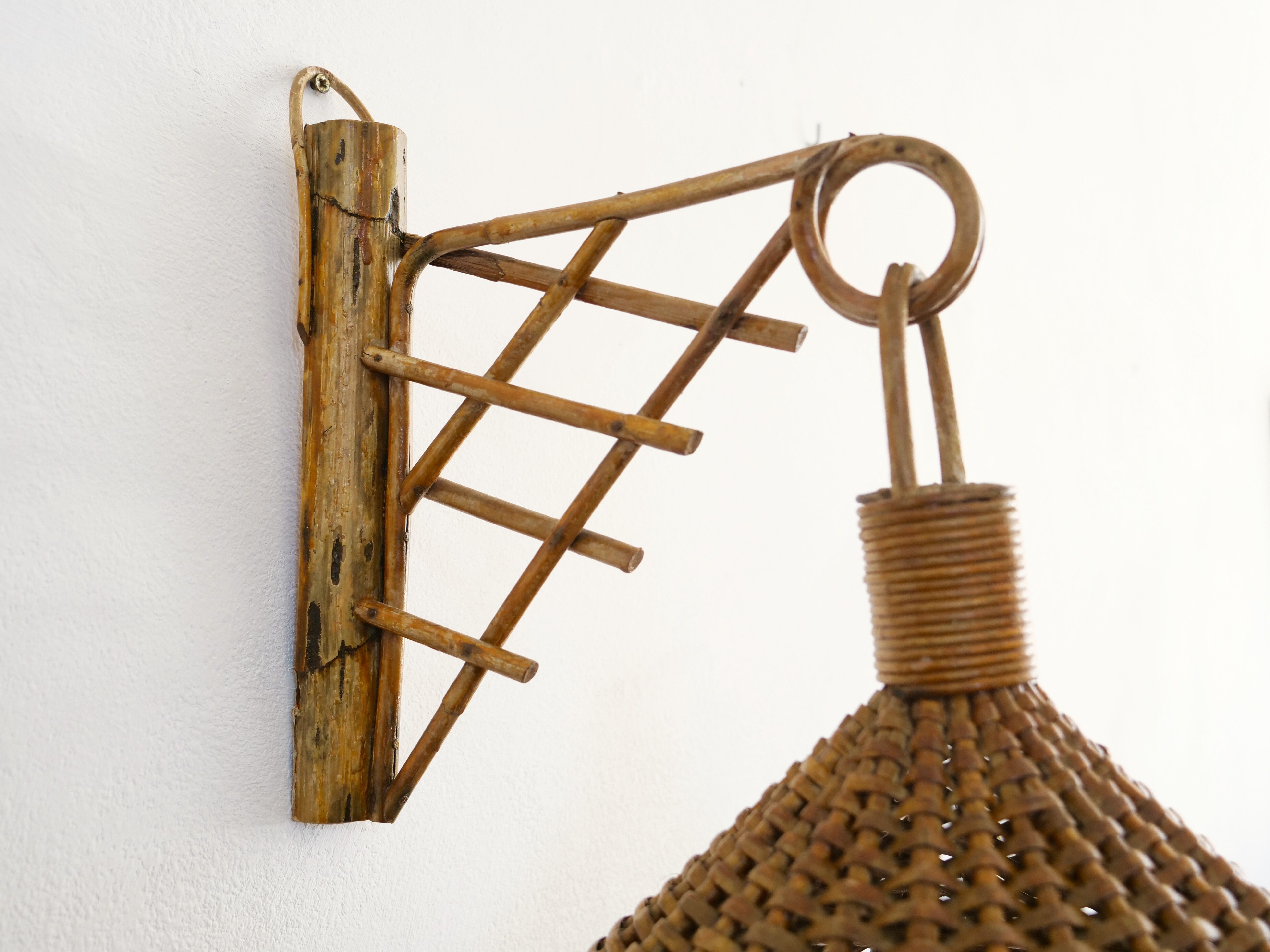 rattan wall lamp for hanging plant