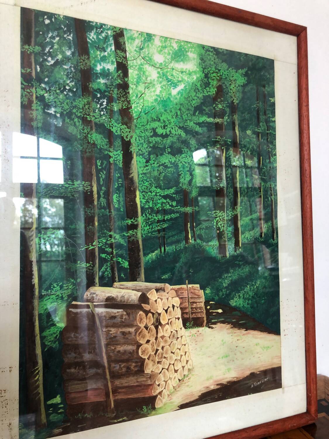Framed drawing painting Forest