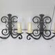 Pair of vintage wrought iron 2-light wall sconces
