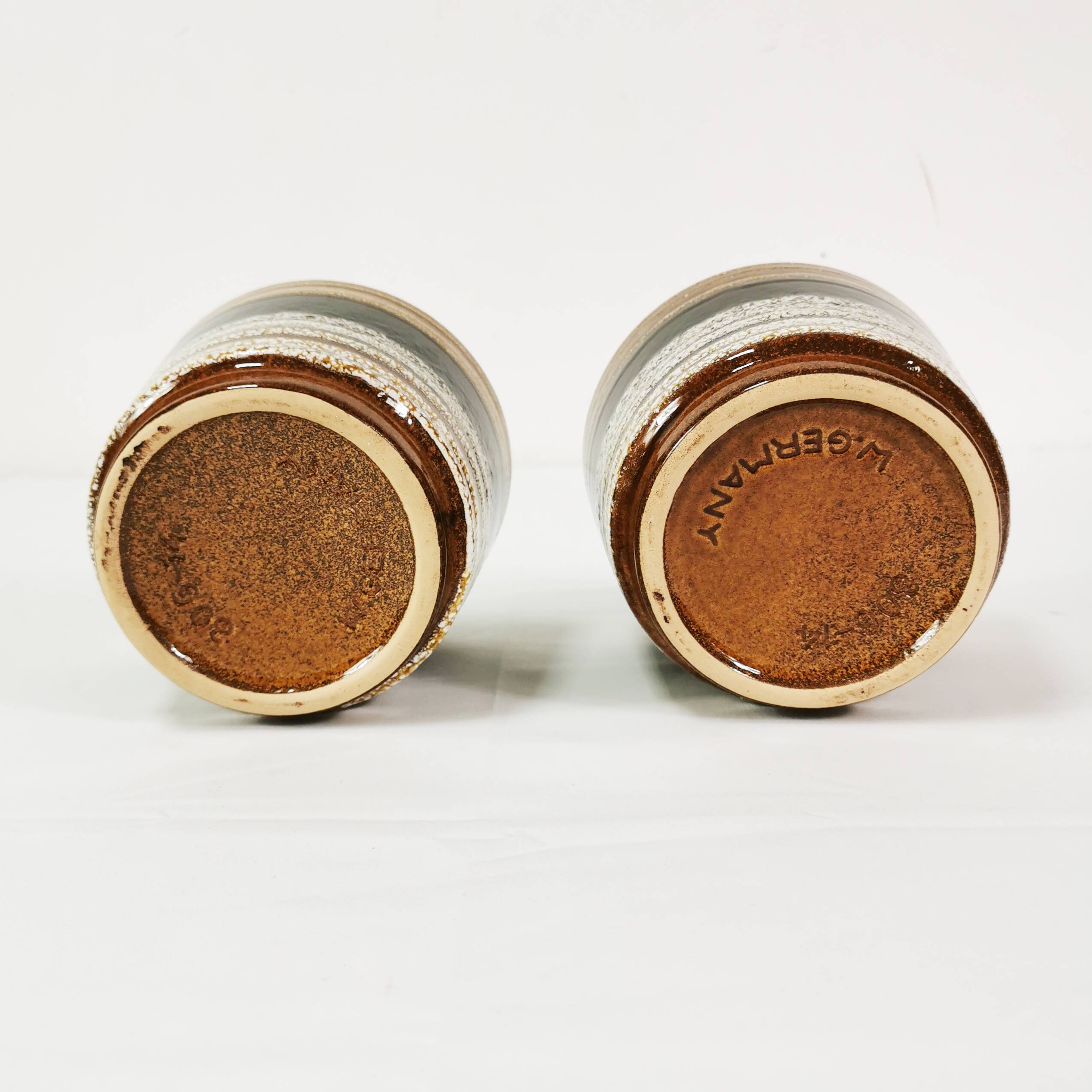 A pair of ceramic flower pots with covers, Scheurich, Germany, 1960s.