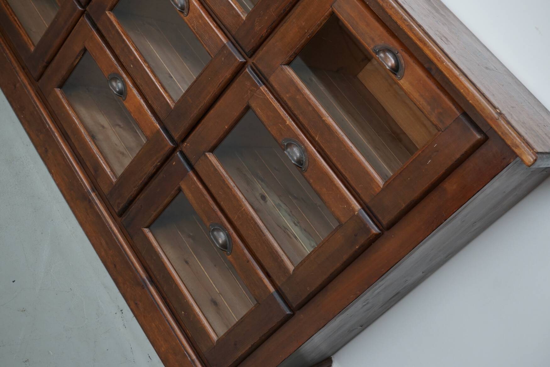 Vintage Dutch Pine Haberdashery Shop Cabinet, Mid-Century