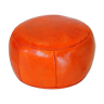 Hand-made orange leather Pouf Fes 40 x 25 cm