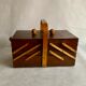Panier à coudre en bois, années 1960